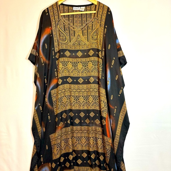 Sante Classic Womens Mumu Kaftan Maxi Dress One Size Summer Vacation 1970’s Boho - Picture 3 of 10